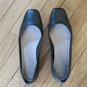 Everlane Square Toe Forest Green Flats size 10